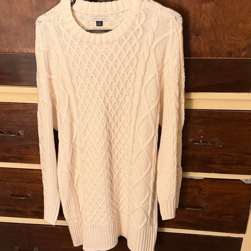 American Eagle Outfitters Cream Cable Knit Sweater